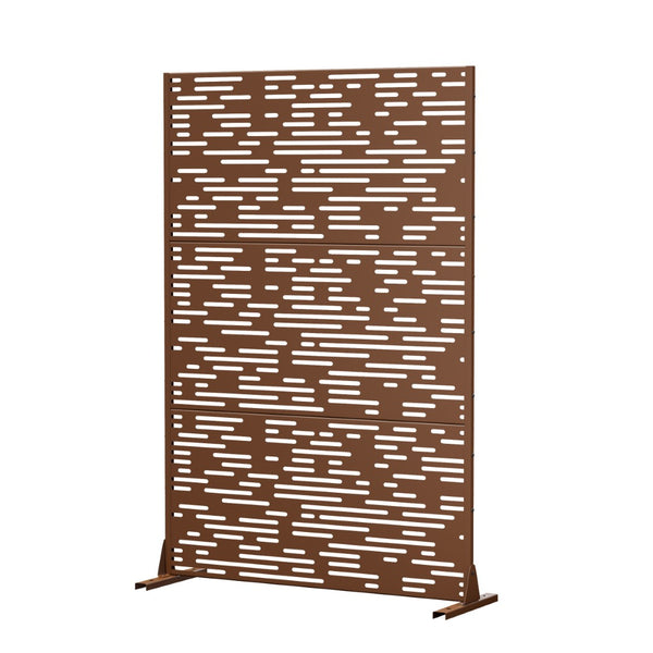 HomeRoots 72" Brown Steel Three-Panel Room Divider Screen - Stylish, Durable Privacy Solution for Any Space 562834