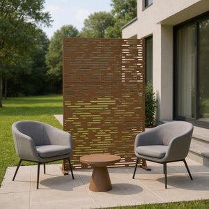 HomeRoots 72" Brown Steel Three-Panel Room Divider Screen - Stylish, Durable Privacy Solution for Any Space 562834