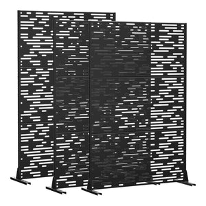 HomeRoots 52" Black Steel Three-Panel Room Divider – Stylish Privacy Screen with Translucent Panels & Flexibility 562835