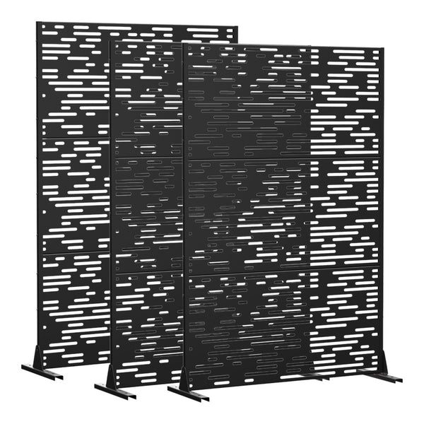 HomeRoots 52" Black Steel Three-Panel Room Divider – Stylish Privacy Screen with Translucent Panels & Flexibility 562835