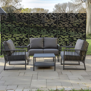 HomeRoots 52" Black Steel Three-Panel Room Divider – Stylish Privacy Screen with Translucent Panels & Flexibility 562835