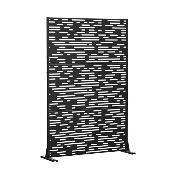 HomeRoots 52" Black Steel Three-Panel Room Divider – Stylish Privacy Screen with Translucent Panels & Flexibility 562835