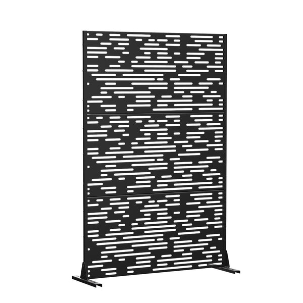 HomeRoots 52" Black Steel Three-Panel Room Divider – Stylish Privacy Screen with Translucent Panels & Flexibility 562835
