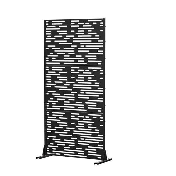 HomeRoots 72" Modern Black Steel Three-Panel Room Divider Screen – Versatile, Stylish, and Light-Filtering Design 562836