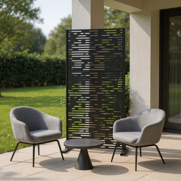 HomeRoots 72" Modern Black Steel Three-Panel Room Divider Screen – Versatile, Stylish, and Light-Filtering Design 562836