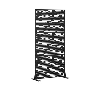 HomeRoots 72" Modern Black Steel Three-Panel Room Divider Screen – Versatile, Stylish, and Light-Filtering Design 562836