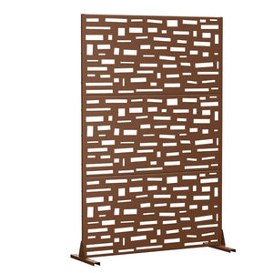 HomeRoots 72" Brown Steel Three-Panel Room Divider - Modern Privacy Screen for Stylish Spaces & Easy Setup 562837