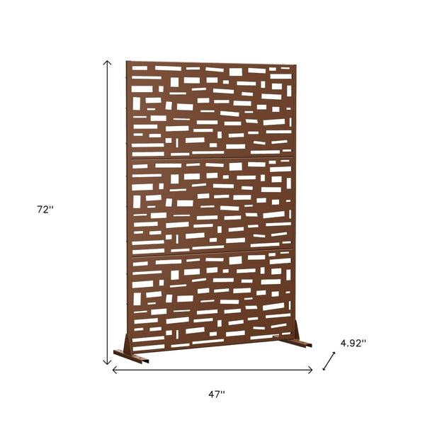 HomeRoots 72" Brown Steel Three-Panel Room Divider - Modern Privacy Screen for Stylish Spaces & Easy Setup 562837