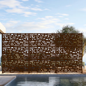 HomeRoots 72" Brown Steel Three-Panel Room Divider - Modern Privacy Screen for Stylish Spaces & Easy Setup 562837
