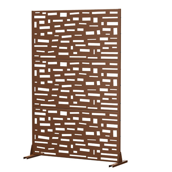 HomeRoots 72" Brown Steel Three-Panel Room Divider - Modern Privacy Screen for Stylish Spaces & Easy Setup 562837