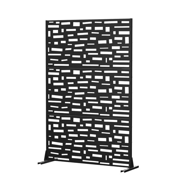 HomeRoots 72" Black Steel Three-Panel Room Divider Screen – Modern Privacy Solution & Stylish Accent for Any Space 562838