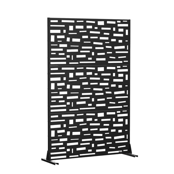 HomeRoots 72" Black Steel Three-Panel Room Divider Screen – Modern Privacy Solution & Stylish Accent for Any Space 562838