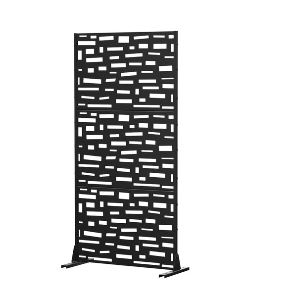 HomeRoots 72" Black Steel Three-Panel Room Divider - Modern Industrial Design for Flexible Space Separation 562839