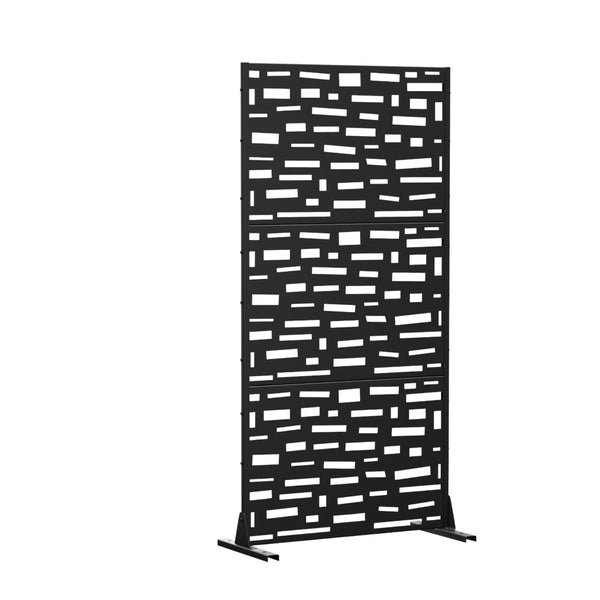 HomeRoots 72" Black Steel Three-Panel Room Divider - Modern Industrial Design for Flexible Space Separation 562839