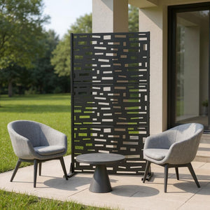 HomeRoots 72" Black Steel Three-Panel Room Divider - Modern Industrial Design for Flexible Space Separation 562839