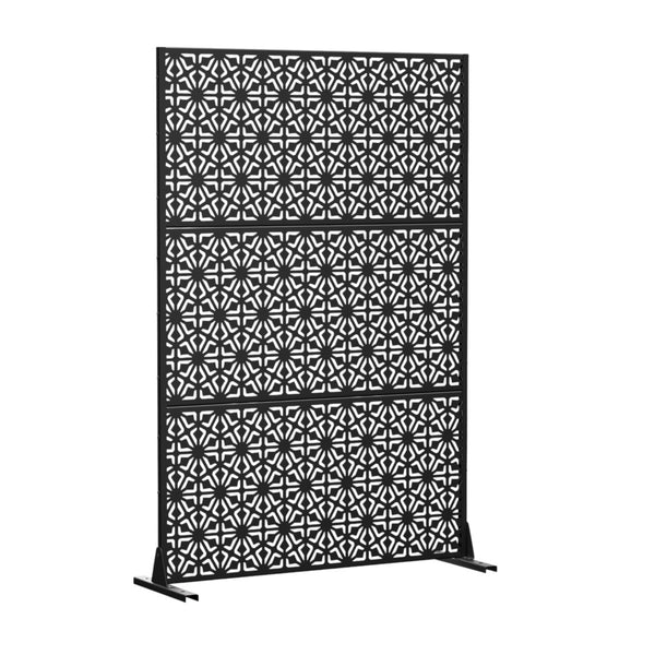 HomeRoots 72" Black Steel Three-Panel Room Divider Screen – Modern Privacy and Light Filter for Any Space 562840