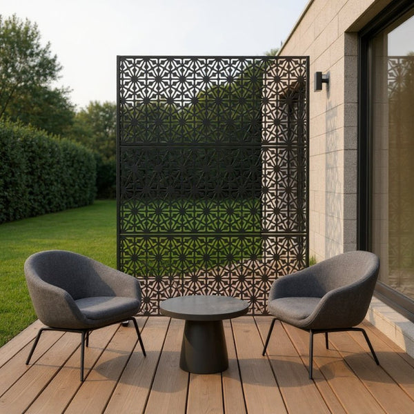 HomeRoots 72" Black Steel Three-Panel Room Divider Screen – Modern Privacy and Light Filter for Any Space 562840