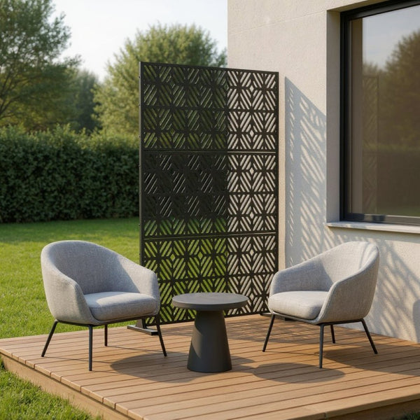 HomeRoots 72" Black Steel Three-Panel Room Divider – Modern Industrial Design for Stylish Space Separation 562843