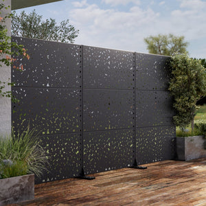 HomeRoots 72" Black Steel Three-Panel Room Divider Screen - Modern Industrial Privacy Solution for Any Space 562845