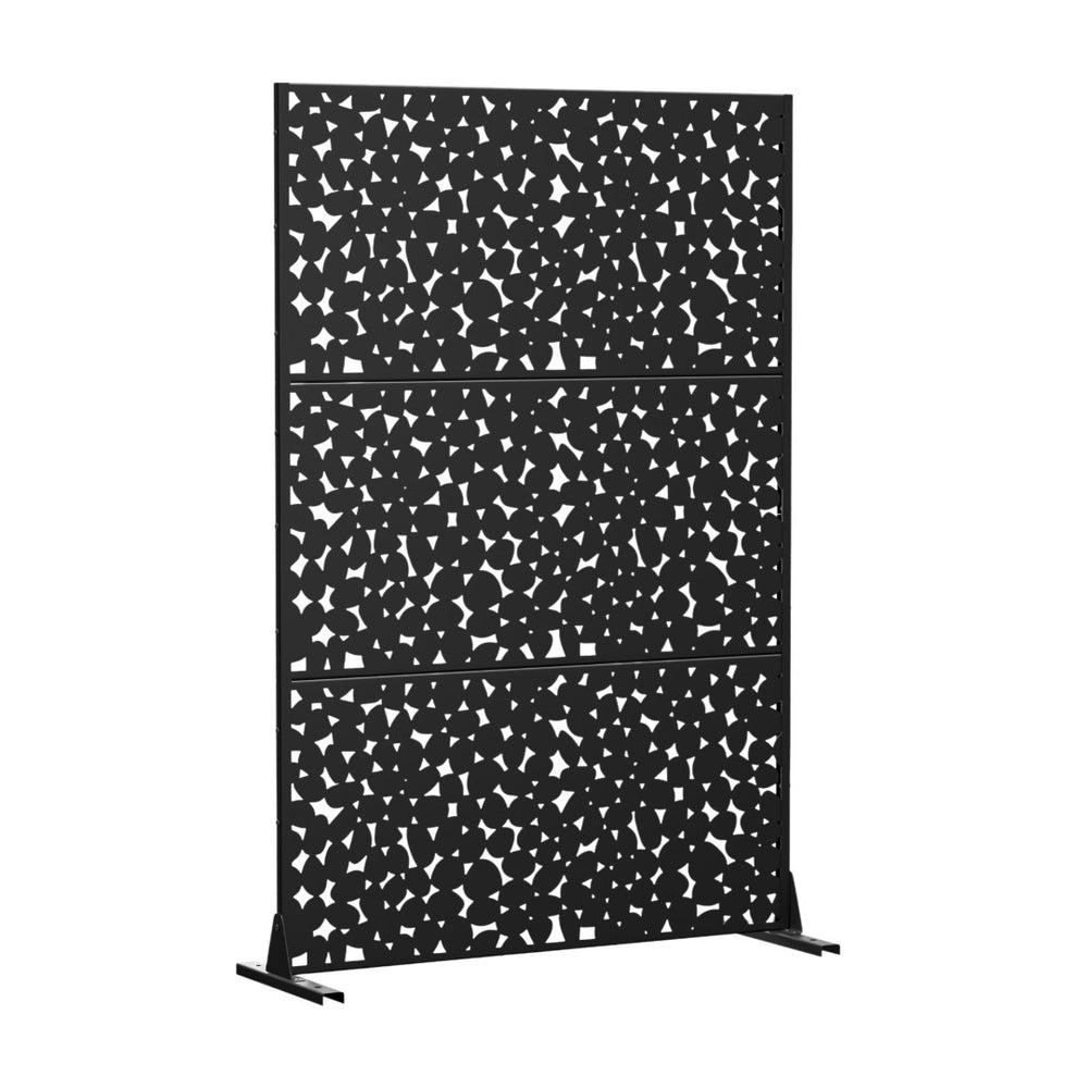 HomeRoots 72" Black Steel Three-Panel Room Divider Screen - Modern Industrial Privacy Solution for Any Space 562845