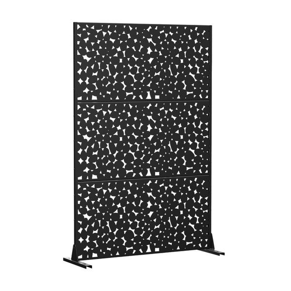 HomeRoots 72" Black Steel Three-Panel Room Divider Screen - Modern Industrial Privacy Solution for Any Space 562845