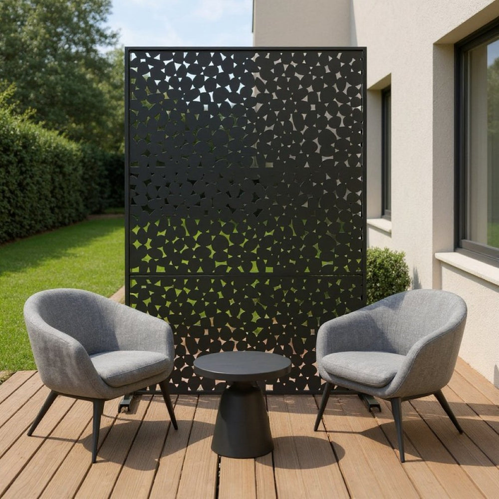HomeRoots 72" Black Steel Three-Panel Room Divider Screen - Modern Industrial Privacy Solution for Any Space 562845