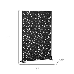 HomeRoots 72" Black Steel Three-Panel Room Divider Screen - Modern Industrial Privacy Solution for Any Space 562845