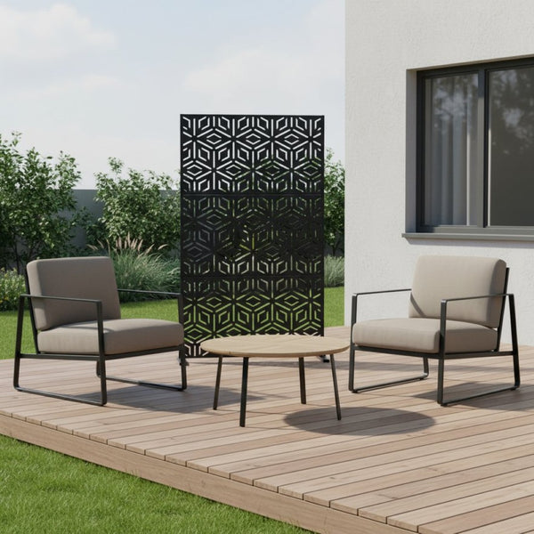 HomeRoots 72" Black Steel Three-Panel Room Divider - Modern Privacy Screen for Stylish Open Spaces & Studios 562846