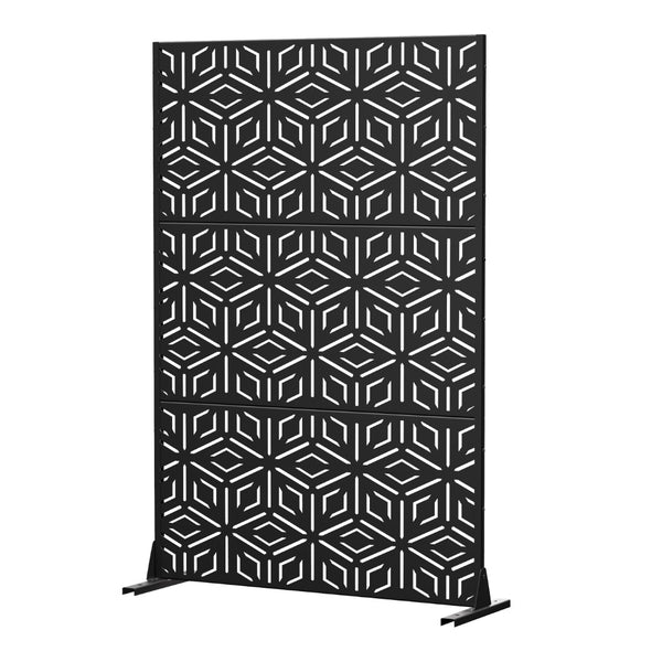 HomeRoots 72" Black Steel Three-Panel Room Divider - Modern Privacy Screen for Stylish Open Spaces & Studios 562846
