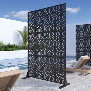 HomeRoots 72" Black Steel Three-Panel Room Divider - Modern Privacy Screen for Stylish Open Spaces & Studios 562846