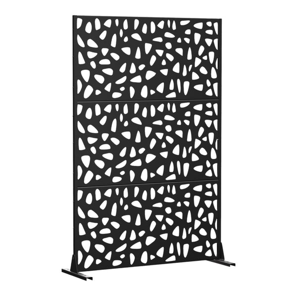 HomeRoots 72" Black Steel Three-Panel Room Divider - Modern Industrial Privacy Screen for Stylish Spaces 562847