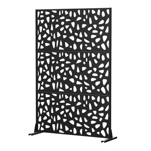 HomeRoots 72" Black Steel Three-Panel Room Divider - Modern Industrial Privacy Screen for Stylish Spaces 562847
