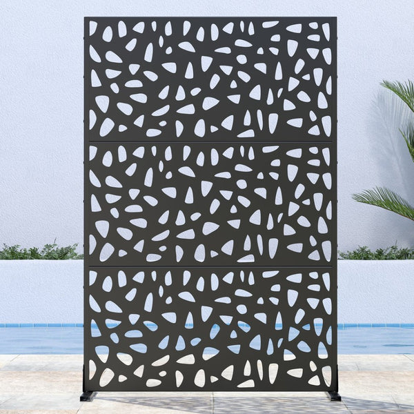 HomeRoots 72" Black Steel Three-Panel Room Divider - Modern Industrial Privacy Screen for Stylish Spaces 562847
