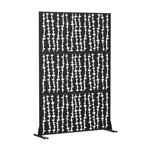 HomeRoots 72" Black Steel Three-Panel Room Divider Screen for Stylish Privacy and Flexible Interior Design Solutions 562848