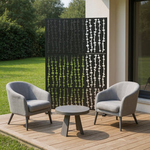 HomeRoots 72" Black Steel Three-Panel Room Divider Screen for Stylish Privacy and Flexible Interior Design Solutions 562848