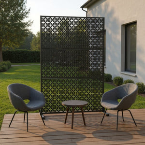 HomeRoots 72" Black Steel Three-Panel Screen Divider - Contemporary Room Partition for Privacy & Style 562849