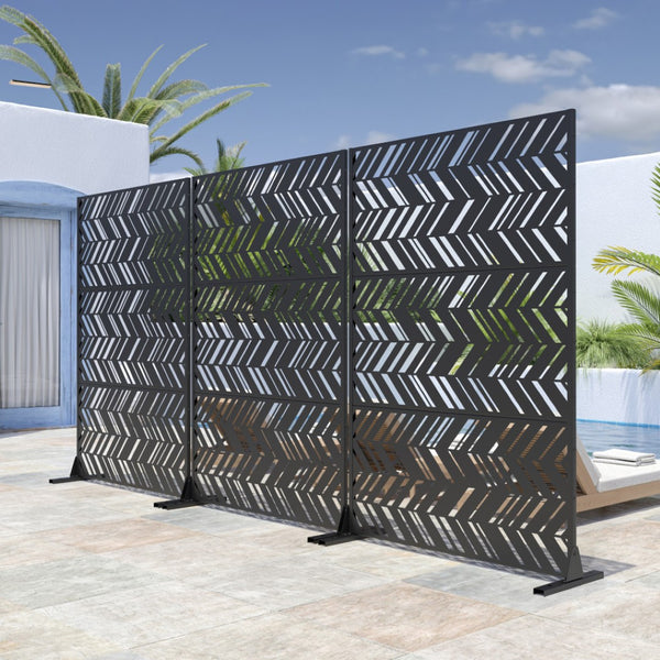 HomeRoots 72" Black Steel Three-Panel Room Divider – Modern, Versatile, and Light-Permeable Design for Any Space 562850