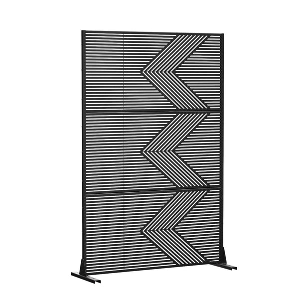 HomeRoots 72" Black Steel Three-Panel Room Divider – Stylish Privacy Screen for Modern Interiors & Versatile Use 562852