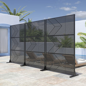 HomeRoots 72" Black Steel Three-Panel Room Divider – Stylish Privacy Screen for Modern Interiors & Versatile Use 562852