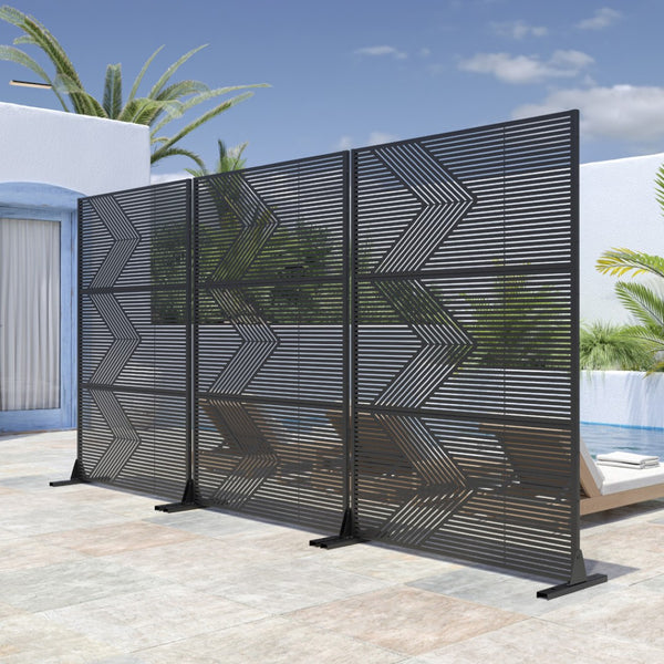 HomeRoots 72" Black Steel Three-Panel Room Divider – Stylish Privacy Screen for Modern Interiors & Versatile Use 562852