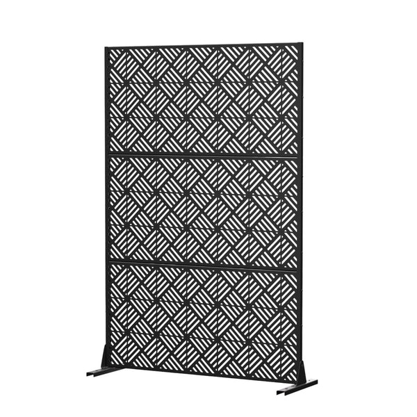 HomeRoots 72" Black Steel Three-Panel Room Divider - Modern Industrial Design for Versatile Space Solutions 562853