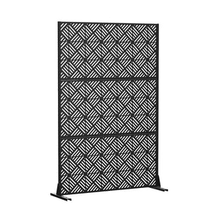 HomeRoots 72" Black Steel Three-Panel Room Divider - Modern Industrial Design for Versatile Space Solutions 562853