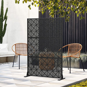 HomeRoots 72" Black Steel Three-Panel Room Divider - Modern Industrial Design for Versatile Space Solutions 562853