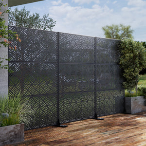 HomeRoots 72" Black Steel Three-Panel Room Divider - Modern Industrial Design for Versatile Space Solutions 562853