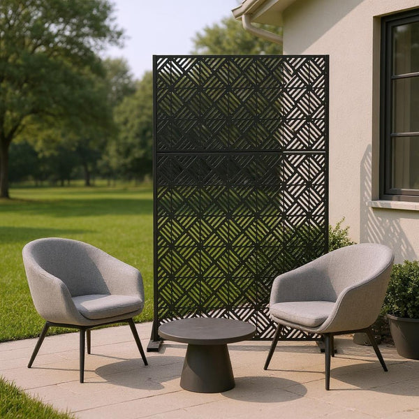 HomeRoots 72" Black Steel Three-Panel Room Divider - Modern Industrial Design for Versatile Space Solutions 562853