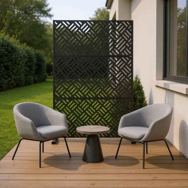 HomeRoots 72" Black Steel Three-Panel Room Divider - Stylish, Durable Privacy Screen for Modern Spaces & Offices 562854
