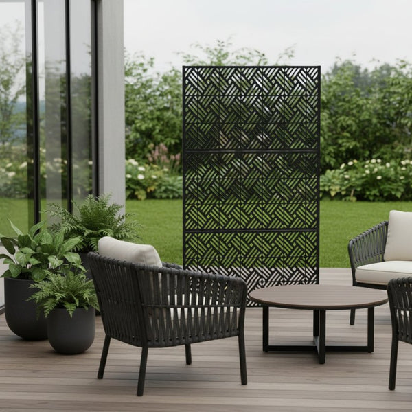 HomeRoots 72" Black Steel Three-Panel Room Divider - Stylish Privacy Screen for Home, Studio & Events 562855