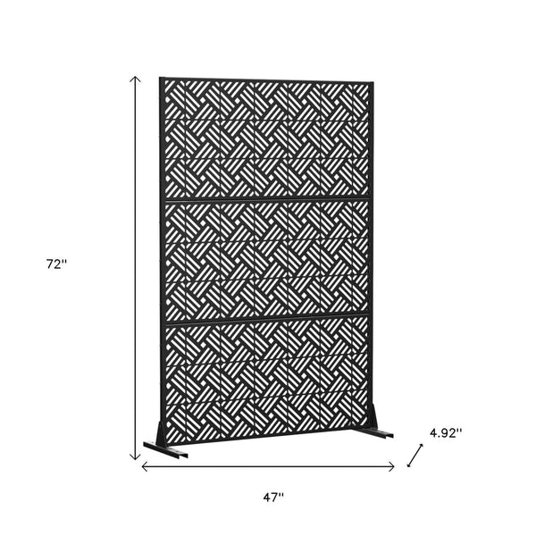 HomeRoots 72" Black Steel Three-Panel Room Divider - Stylish Privacy Screen for Home, Studio & Events 562855