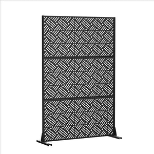 HomeRoots 72" Black Steel Three-Panel Room Divider - Stylish Privacy Screen for Home, Studio & Events 562855