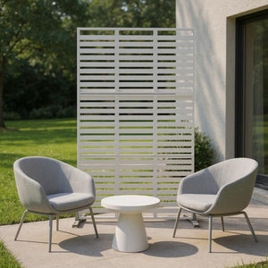 HomeRoots 72" Modern White Steel Three-Panel Room Divider - Stylish Privacy Screen with Translucent Design 562860